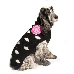 NEW CHILLY DOGS polka dot dog sweater in black/white